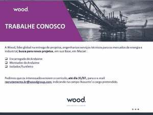 Wood Group Opens Positions in Macaé -RJ.