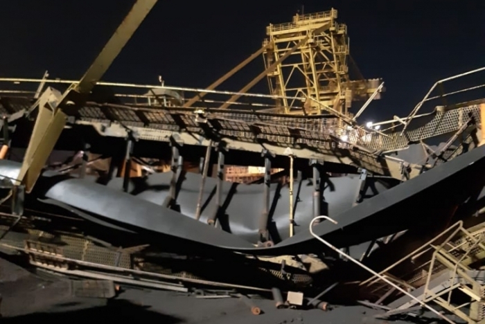 Estrutura da CSN desaba no Porto de Itaguaí