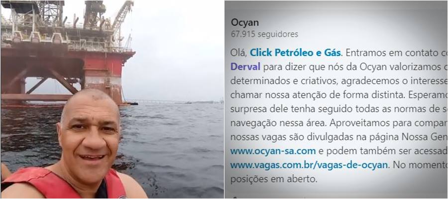 Petróleo Ocyan plataforma emprego jet ski baía de guanabara