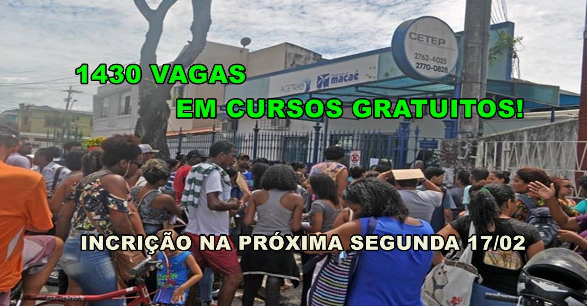 A cidade do Petróleo Macaé oferece 1430 vagas em cursos gratuitos para áreas técnicas, industrial, administrativo, saúde entre outros
