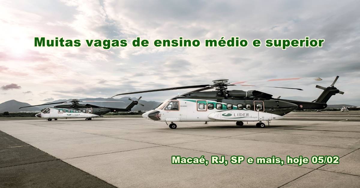 Novo processo seletivo da Líder Aviação demanda muitas vagas de emprego para o Rio de Janeiro, Macaé e demais regiões