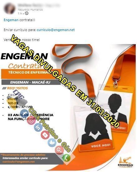 Offshore job openings in Macaé require specialized technical high school professionals in Nursing