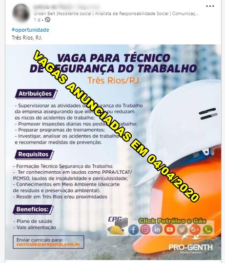 Recruitment and selection for Occupational Safety Technician to work in Rio de Janeiro