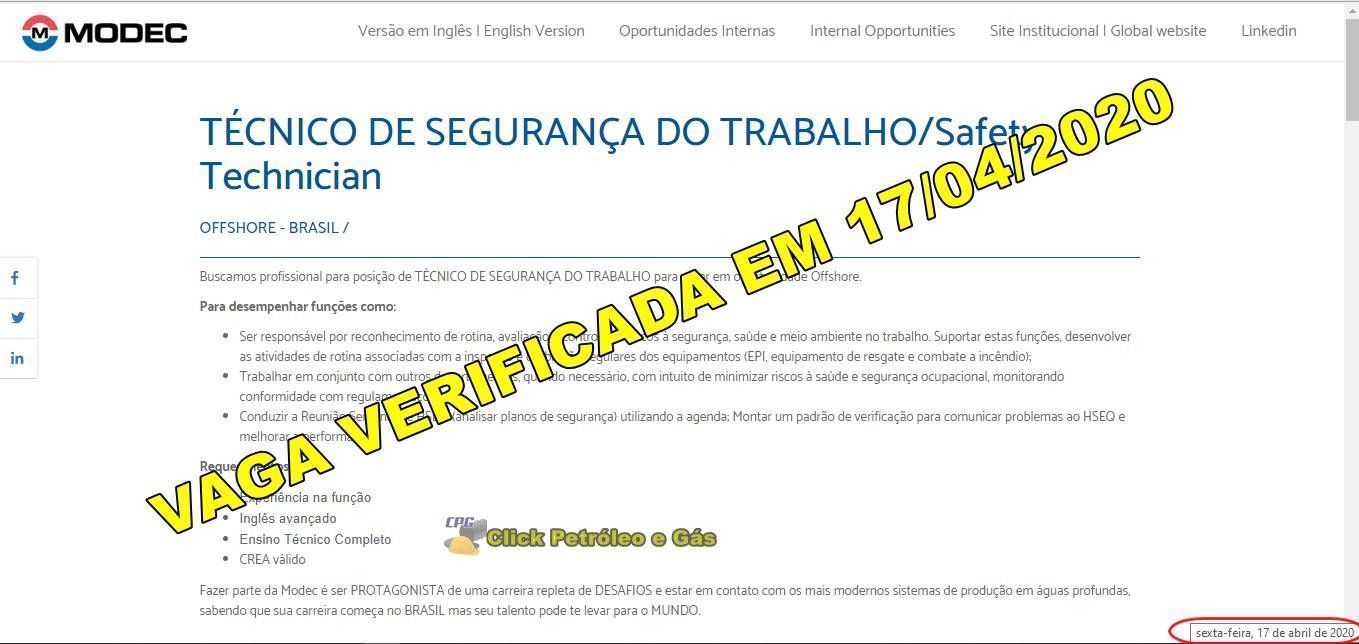 Offshore contracts from the Japanese MODEC demand employment for Safety Technician, today April 17 Offshore contracts from the Japanese MODEC demand employment for Safety Technician, today April 17