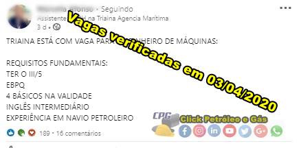 Maritime agency in Rio de Janeiro starts Recruitment and Selection for Machine Sailor positions