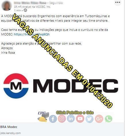 MODEC Starts April in Search of Engineers to Integrate Its Onshore Team in Macaé and RJ