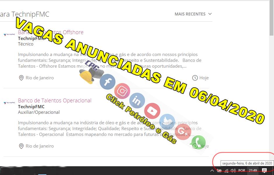 Amid the pandemic, TechnipFMC begins a large offshore resume registration in Macaé, Porto do Açú, and RJ