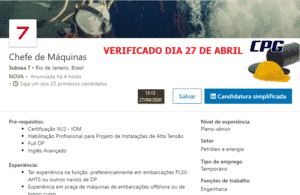 vacancies, offshore, subsea 7, chief engineer, rio de janeiro