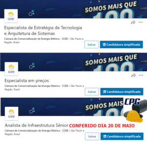 CCEE May 20, job vacancies, São Paulo, electric energy