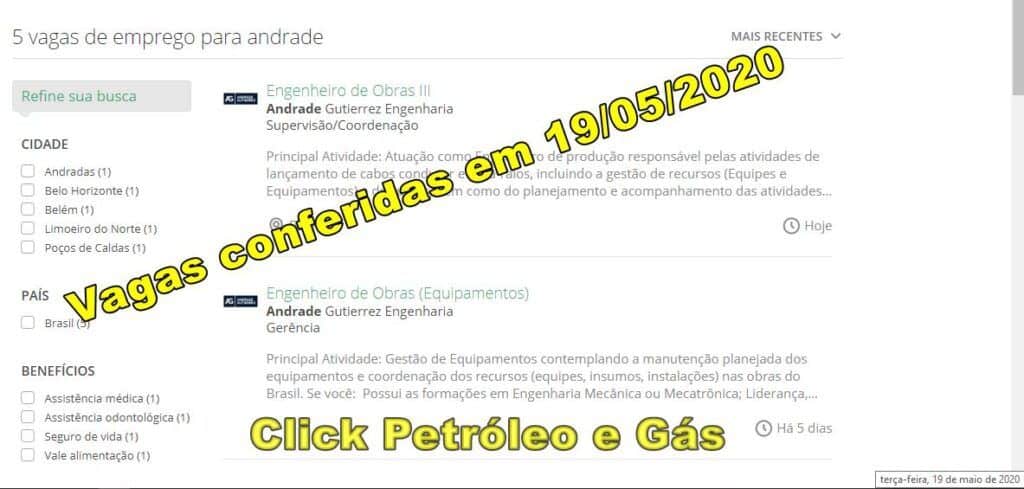 Selection process open for engineering positions at Andrade Gutierrez construction company