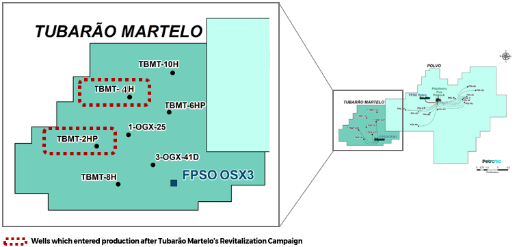 Map of Tubarão Field PetroRio FPSO