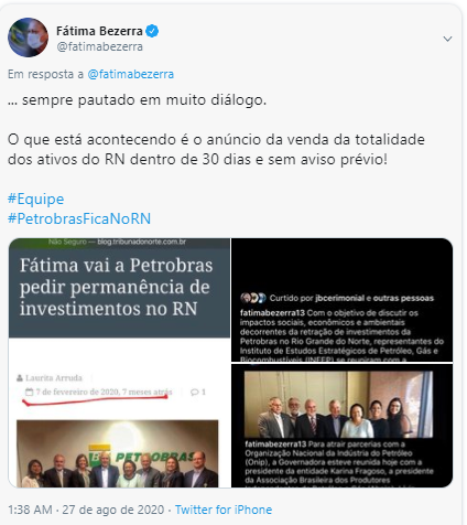 Petrobras Oil RN  Fátima Bezerra Twitter