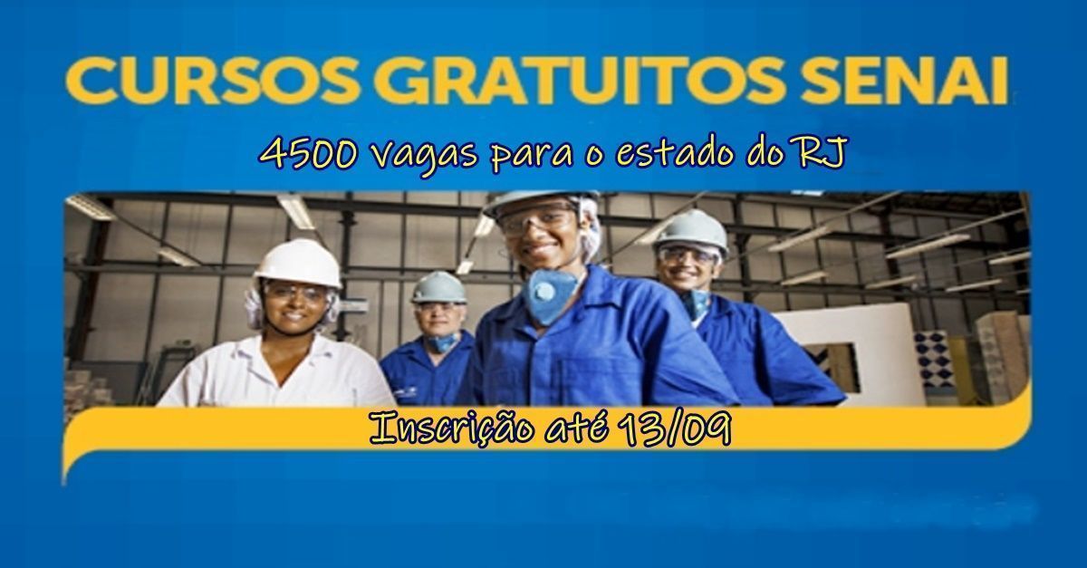 4500 vagas no RJ em cursos gratuitos a distância no SENAI