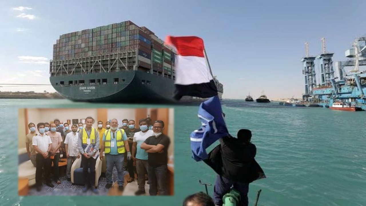 navio cargueiro - ever given - canal de suez - tripulação