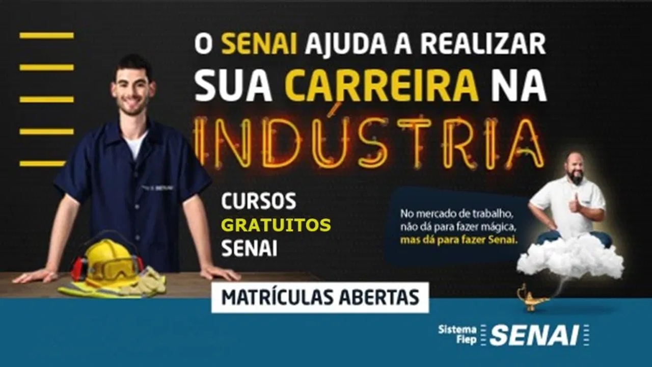 cursos gratuitos - senai - cursos técnicos - logística - eletromecânica - são paulo - vagas - qualificação profissional - indústria - manutenção - Segurança do Trabalho - informática - refrigeração