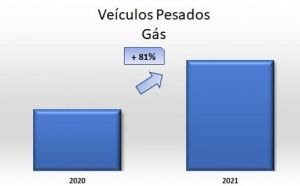 Graph comparing growth of gas vehicles 2020/2021