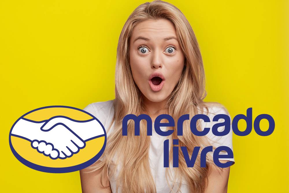 Blonde woman in Mercado Livre logo