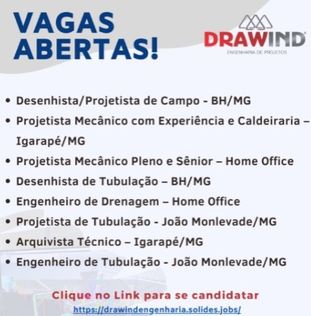 DRAWIND Engineering has on-site and home office job openings for mechanic, piping designer, engineer, draftsman, and technician. Applications are made by email!