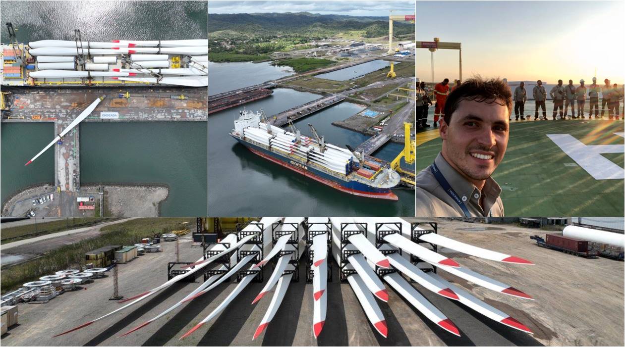 Estaleiro Enseada recbendo aerogeradores para projeto eólico na Bahia