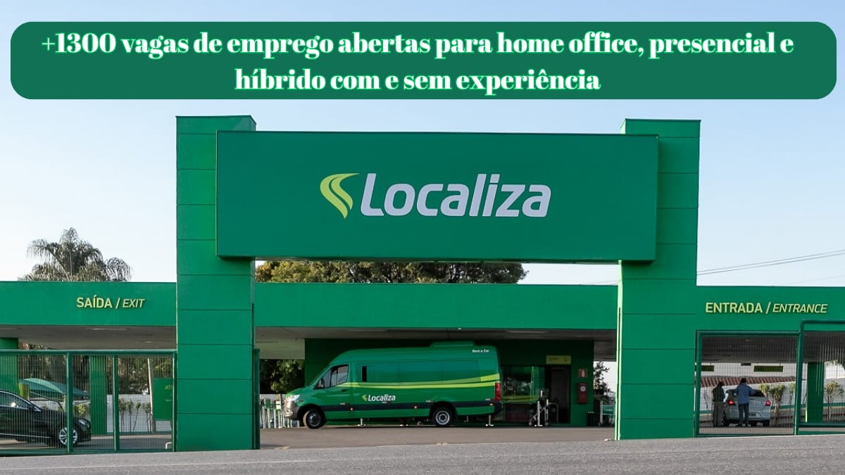 As vagas de emprego na Localiza&Co são para atuar em regime presencial, híbrido ou home office, a depender do cargo escolhido.