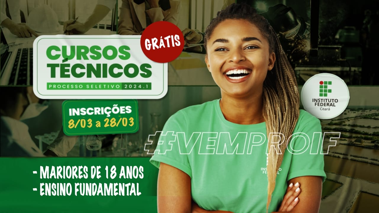 Instituto Federal abriu ontem (08/03) inscrições para o processo seletivo dos cursos técnicos de nível médio; maiores de 18 anos com ensino fundamental completo podem participar