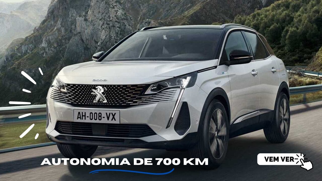O Novo Peugeot 3008 é um carro elétrico revolucionário, com autonomia de até 700 km, equipado com bateria de 73 kWh e motor de 210 cv.