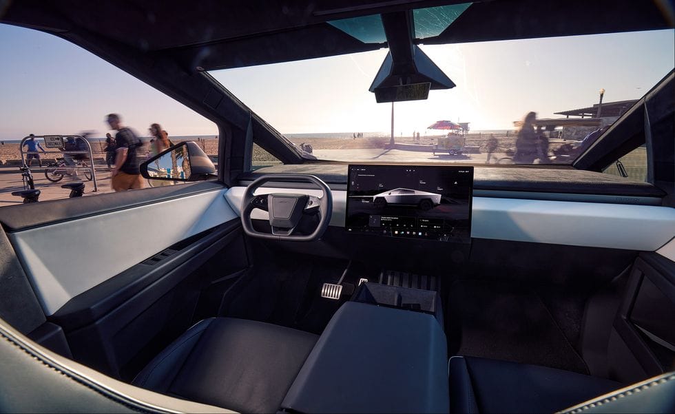 Minimalist interior, similar to the Tesla Model 3.