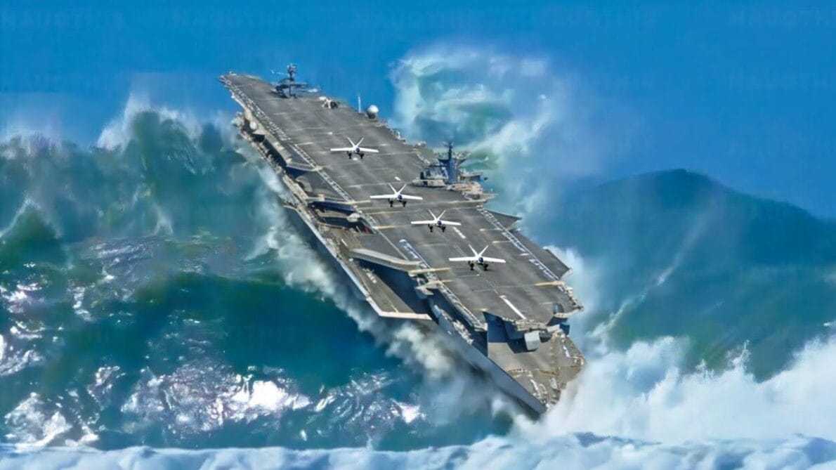 Mesmo em meio às tempestades mais ferozes, os maiores porta-aviões do mundo se mantêm firmes; como design inovador e tecnologia avançada protegem essas gigantescas embarcações das ameaças do oceano