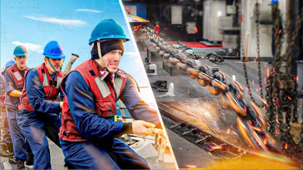 Tecnologia avançada que a Marinha utiliza para lançar a âncora de um enorme porta-aviões, garantindo a segurança e a estabilidade