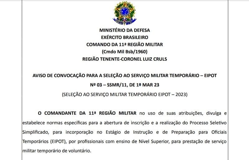 Army Calls Brazilian Citizens Up to 40 Years Old and Offers Initial Salary of R$ 10 Thousand Per Month; Simplified Selection Process Without the Need for a Competition!