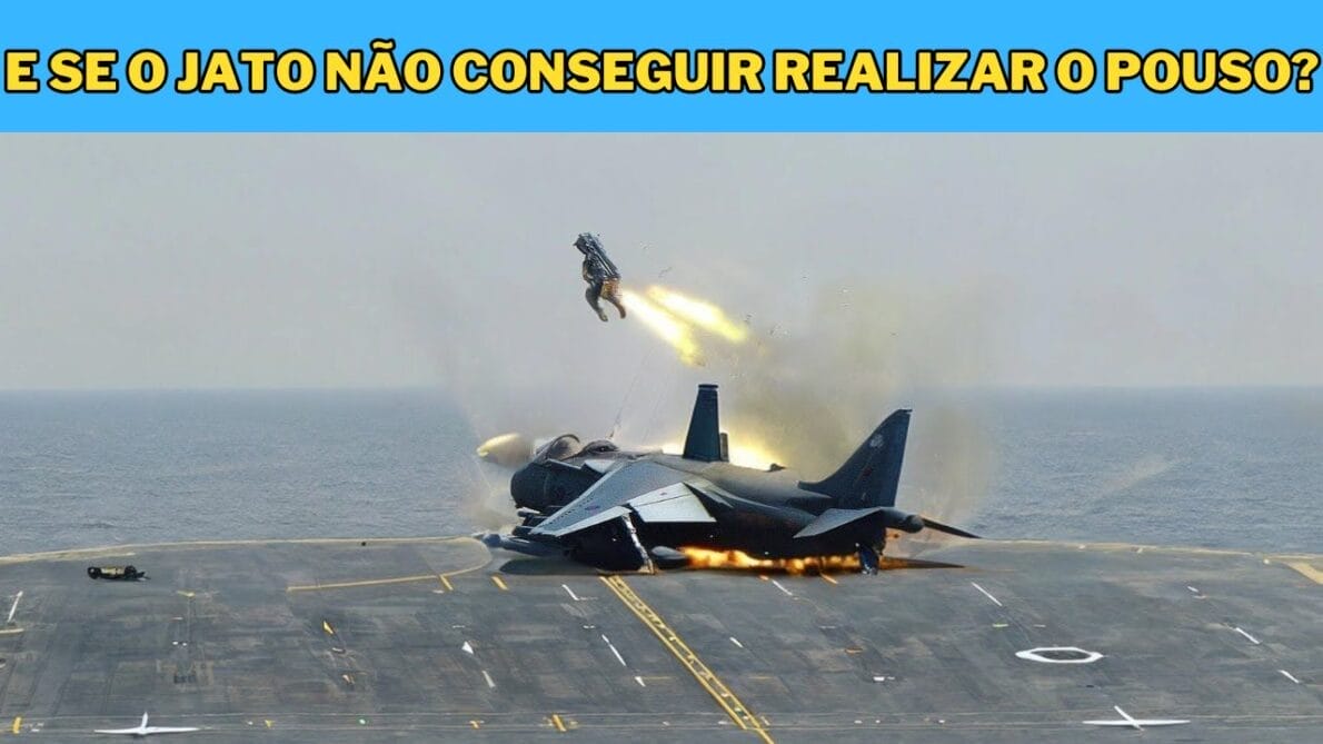 O que acontece se um caça não conseguir realizar um pouso no porta-aviões?