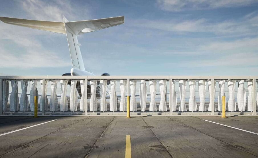 A turbina eólica foi projetada para ter apelo um visual no espaço urbano. (Imagem: reprodução Airiva)