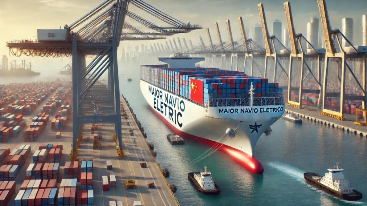 China INOVA e apresenta o maior navio porta-contêineres elétrico do mundo