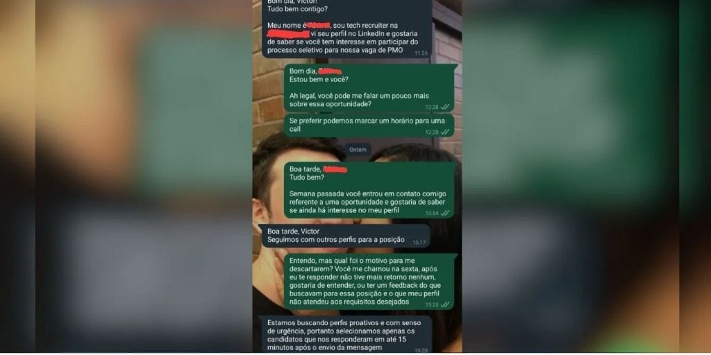 Young says he lost a job opportunity for taking more than 15 minutes to respond to the recruiter. (Image: reproduction)