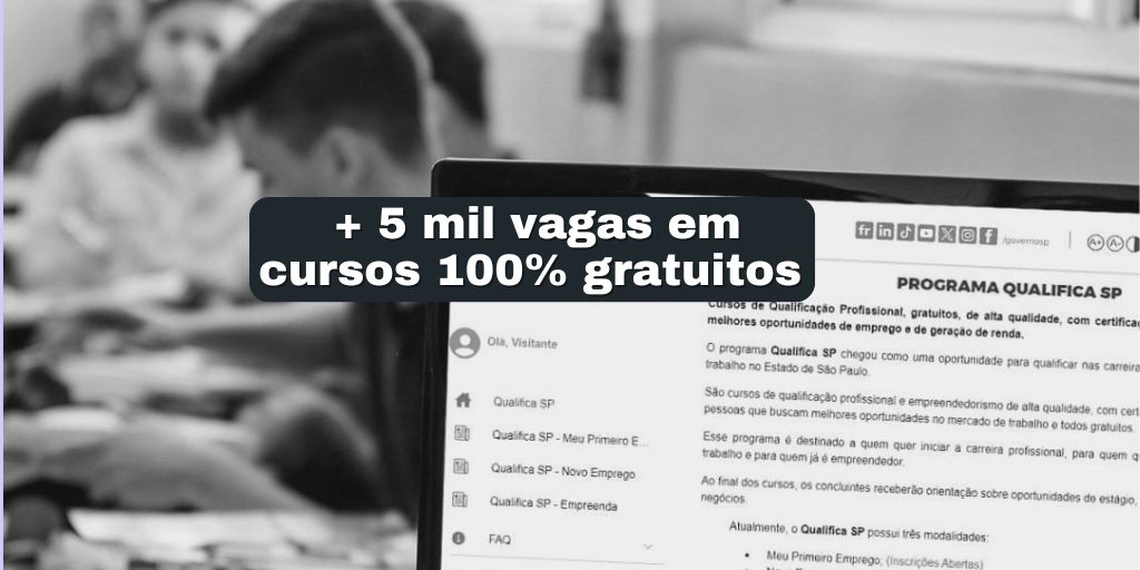 Mais de 5 mil vagas para cursos gratuitos. (Imagem: reprodução)