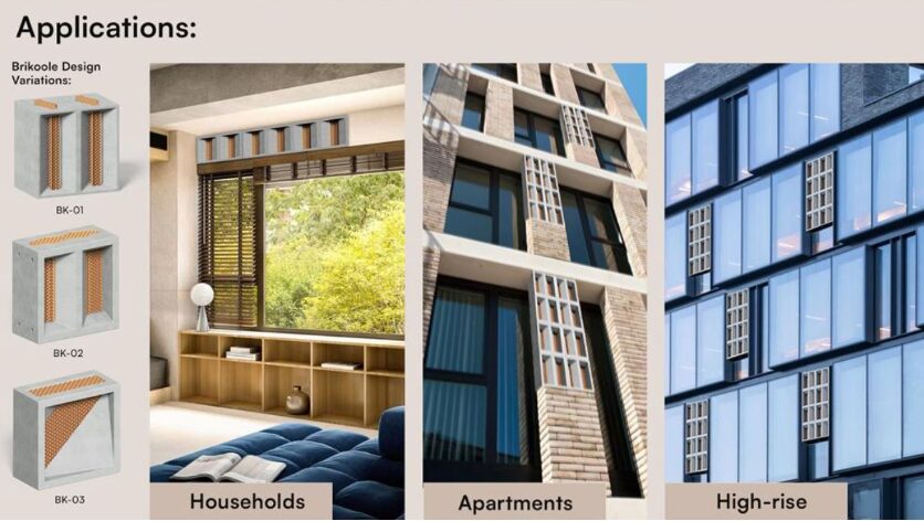 Sustainable brick, air conditioning