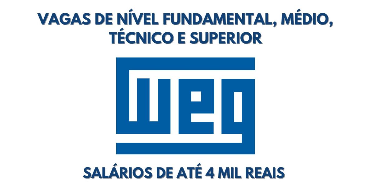 Vagas de emprego na WEG! Multinacional abre processo seletivo com mais de 140 oportunidades