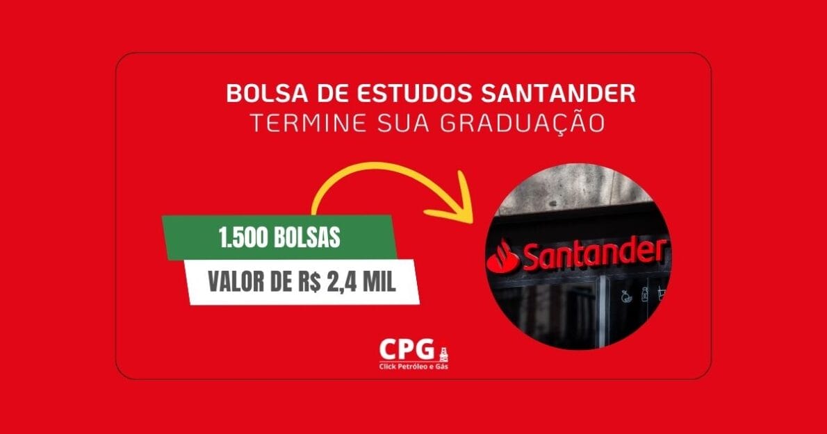 O Santander oferece 1.500 bolsas de estudo no valor de R$ 2,4 mil para estudantes de graduação. Inscrições abertas até 27/10.