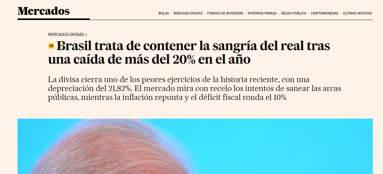 EL PÁIS – Brasil tenta conter o sangramento do real após queda de mais de 20% no ano