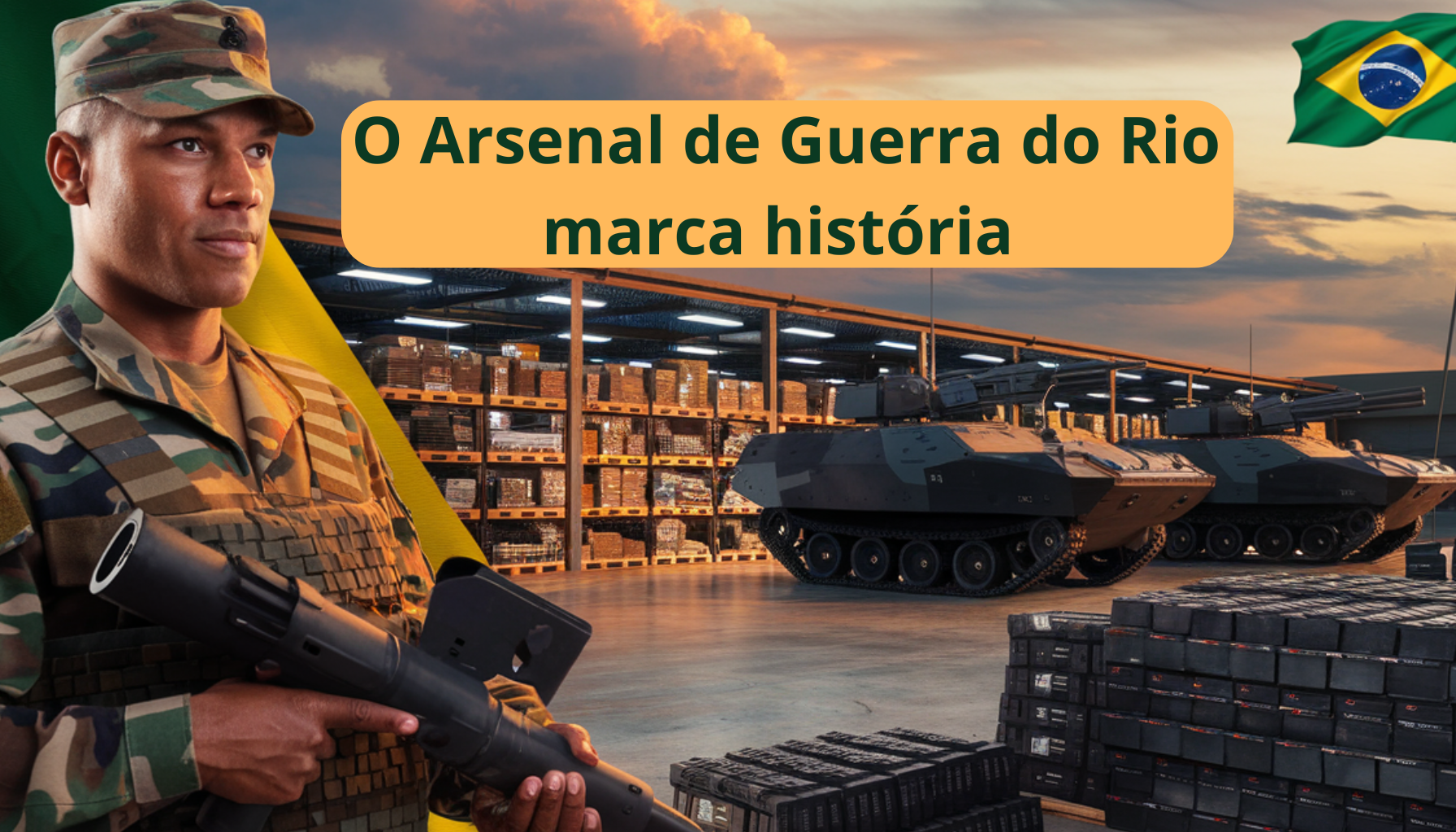 Arsenal de Guerra do Rio moderniza o Exército Brasileiro com entrega de morteiros e equipamentos de ponta. Segurança nacional reforçada! (Imagem: Reprodução/Canva)