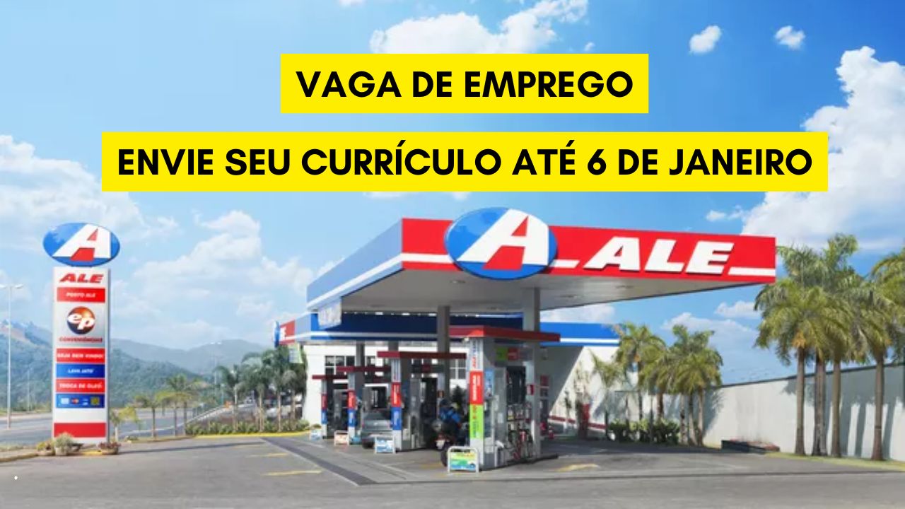 Uma das maiores distribuidoras de combustíveis do Brasil está CONTRATANDO! A ALE Combustíveis está com uma vaga aberta para Consultor Comercial de Postos; Envie seu currículo até 6 de janeiro