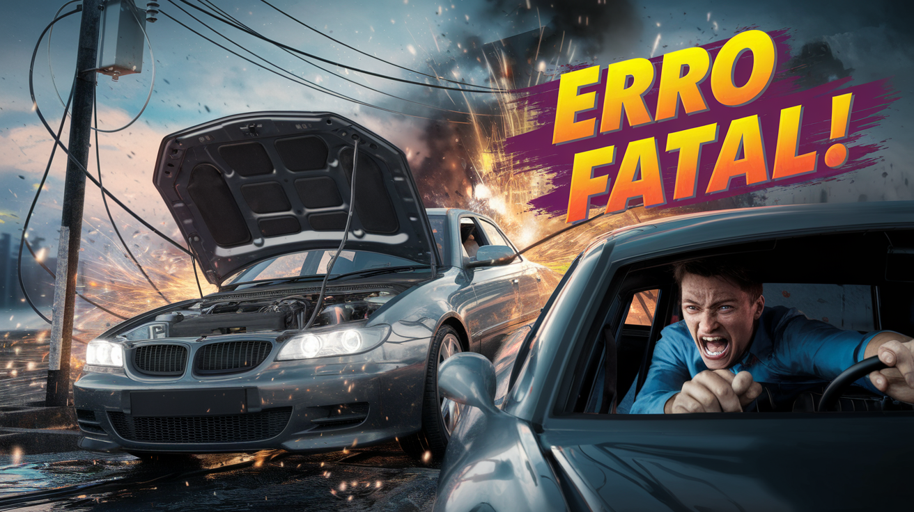 Motorista em Goiânia tenta "chupeta" de carro em poste e causa explosão. Especialistas alertam para os riscos de manipular baterias.