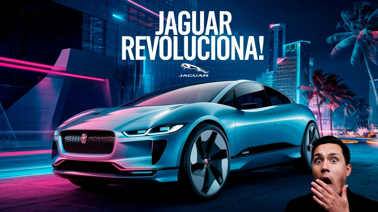 A Jaguar apresenta o carro-conceito Type 00, que promete revolucionar a marca com design minimalista e visão 100% elétrica até 2025. (Imagem: Reprodução/Canva)