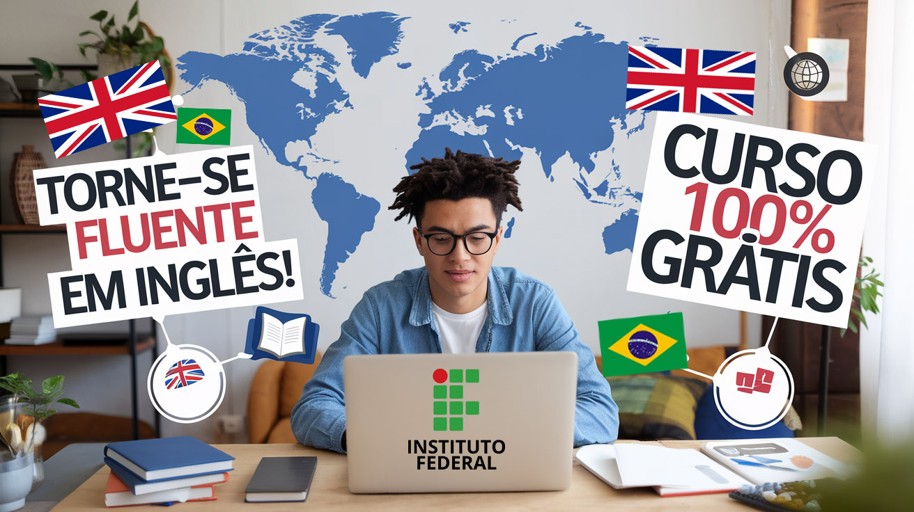 Inscreva-se no curso gratuito e online de inglês do IFRS. Aulas 100% virtuais e certificado nacional! Inscrições até 31/12/2024.