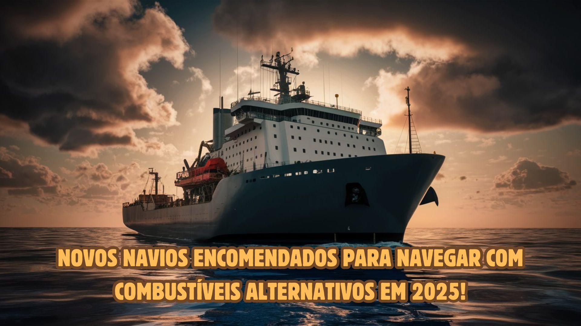 Navio moderno navegando com combustíveis alternativos em 2025, promovendo sustentabilidade nos mares.