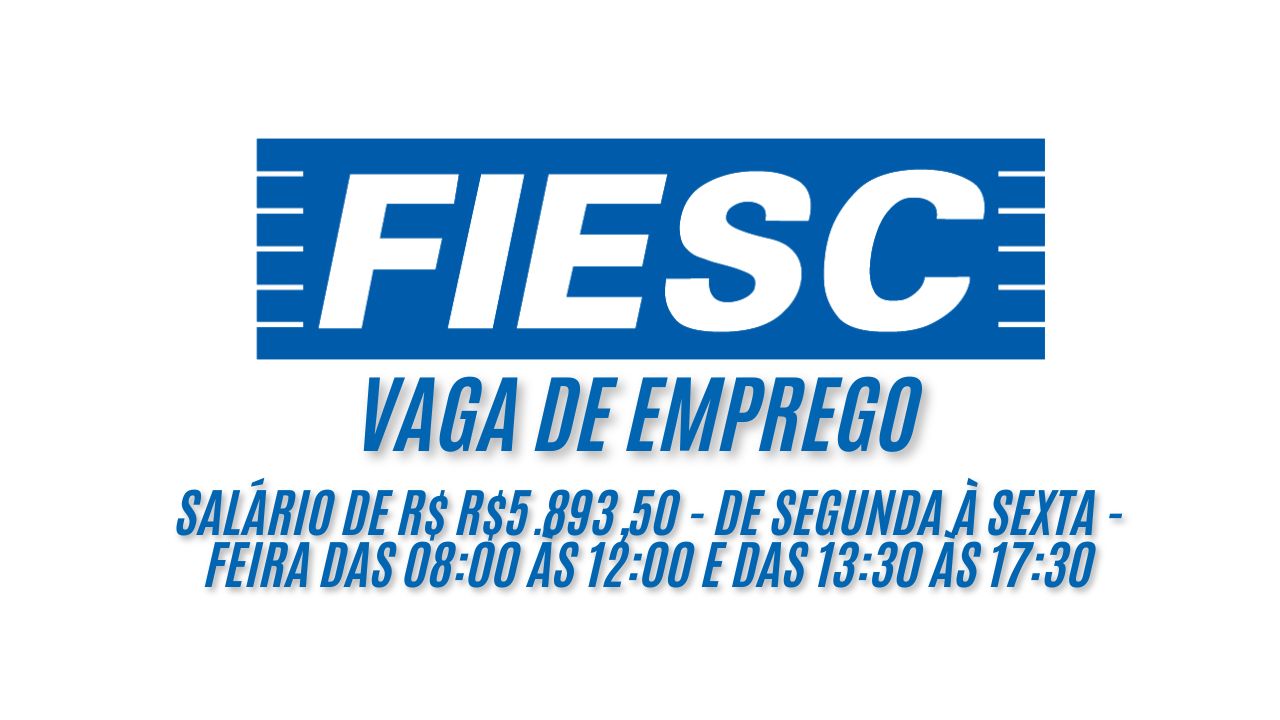 R$5.893,50 é o salário que a FIESC está oferecendo para interessados em trabalhar de segunda à sexta - feira das 08:00 às 12:00 e das 13:30 às 17:30 - Ficou interessado? Envie agora o seu currículo