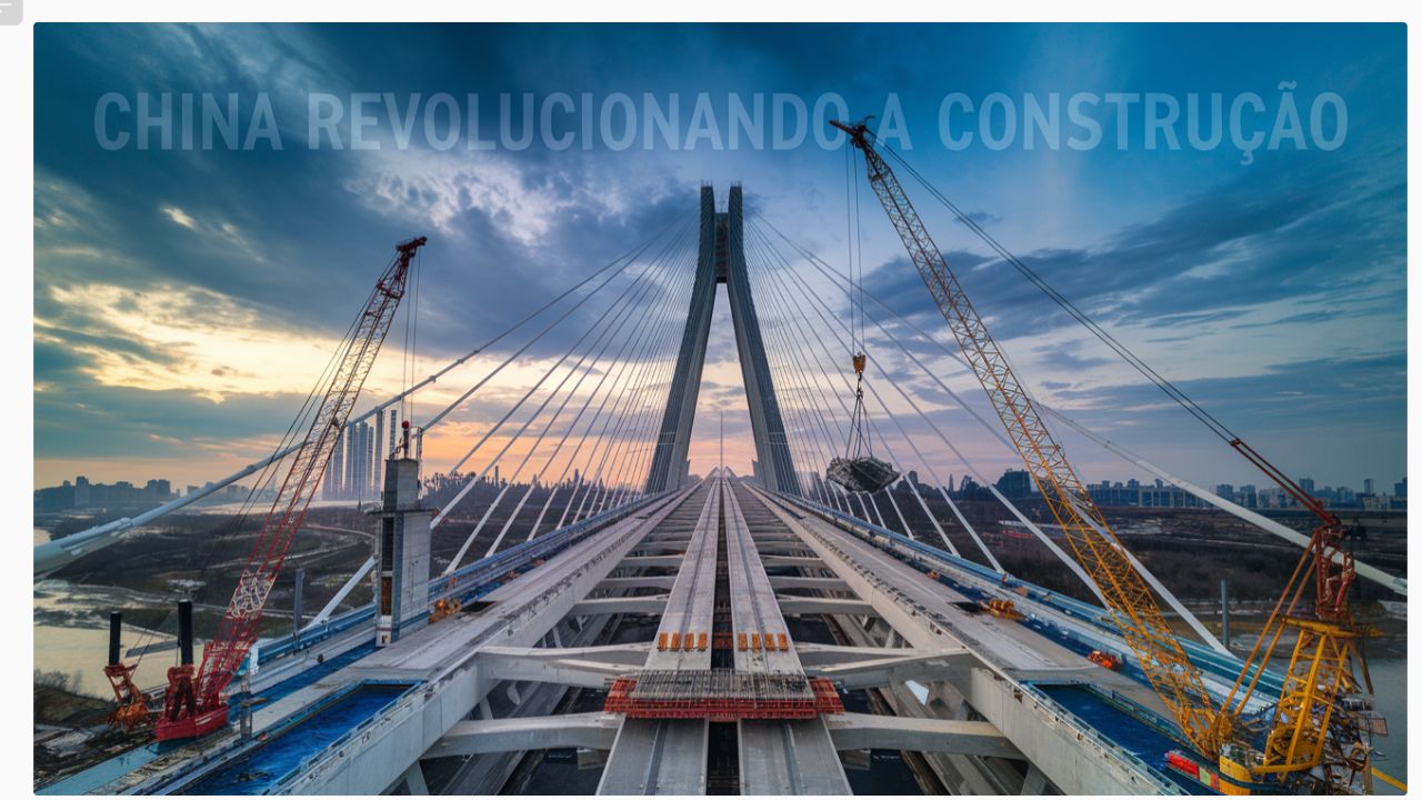 Revolução na construção: Plataforma inteligente leve eleva ponte gigante de 70 andares em Hubei na China