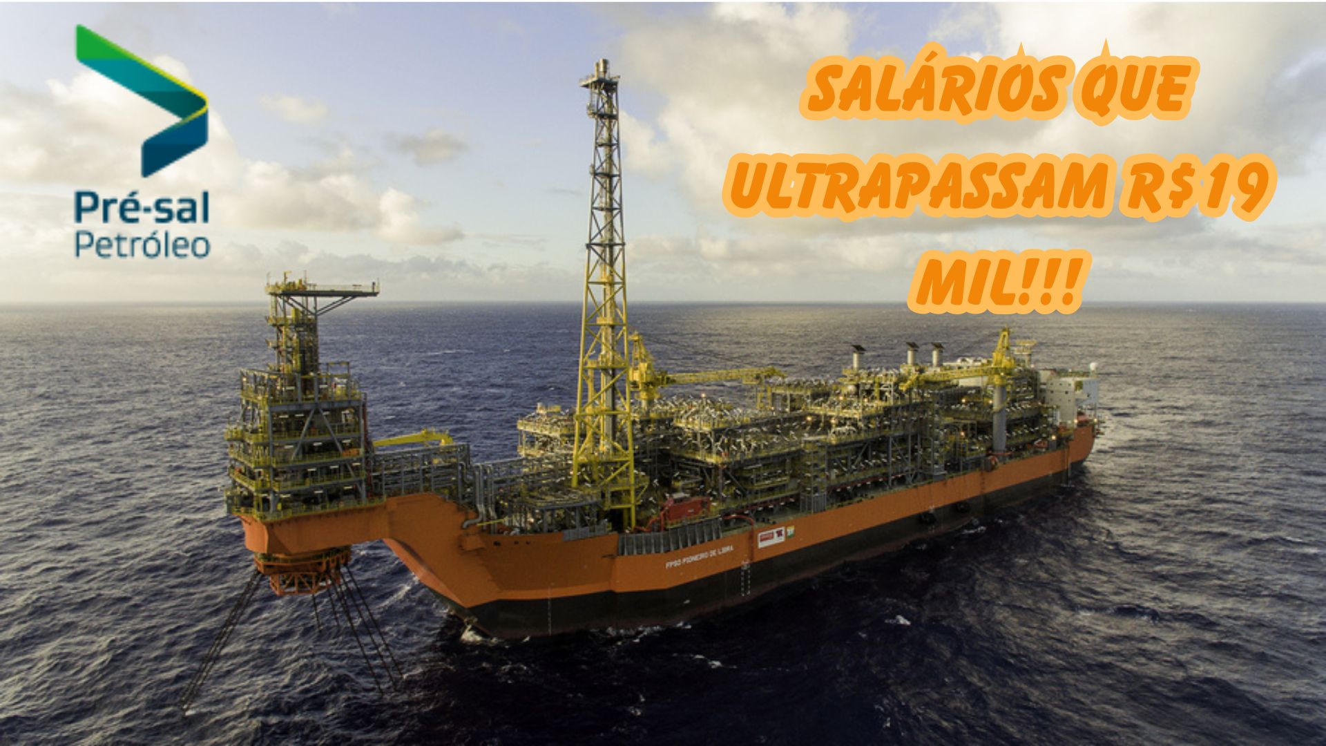 Plataforma de petróleo no mar com destaque para salários do concurso PPSA acima de R$ 19 mil