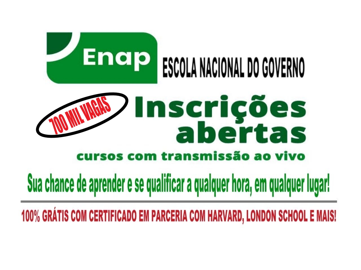 Escola Nacional do Governo oferece 700 mil vagas em centenas de cursos online (EAD) gratuitos e com certificado garantido nas áreas da beleza, saúde, direito, construção civil, logística, indústria e mais