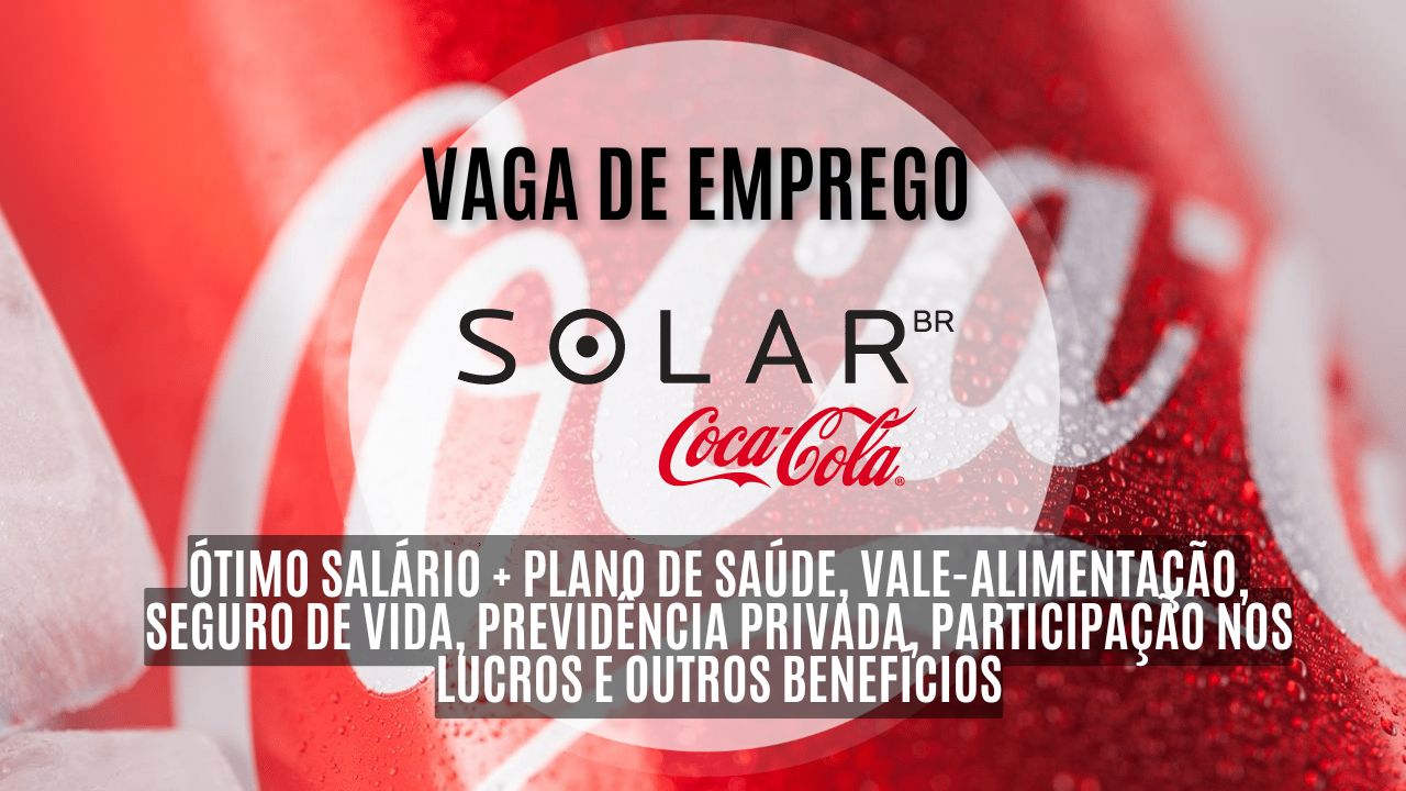 A Solar Coca-Cola procura interessados em trabalhar como Promotor(a) de Vendas! Ótimo salário + plano de saúde, vale-alimentação, seguro de vida, previdência privada, participação nos lucros e outros benefícios; Necessário ter ensino médio completo e gostar de usar smartphone